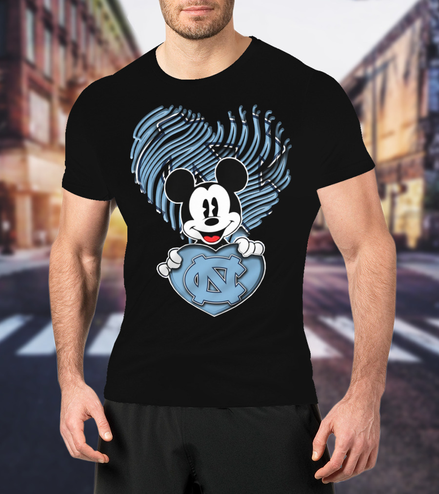 Mick Mouse North Carolina Tar Heels Heart T-Shirt