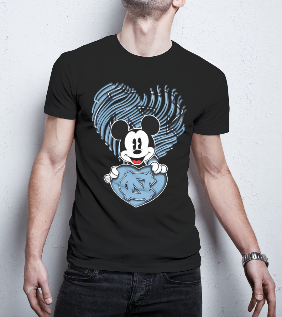 Mick Mouse North Carolina Tar Heels Heart T-Shirt