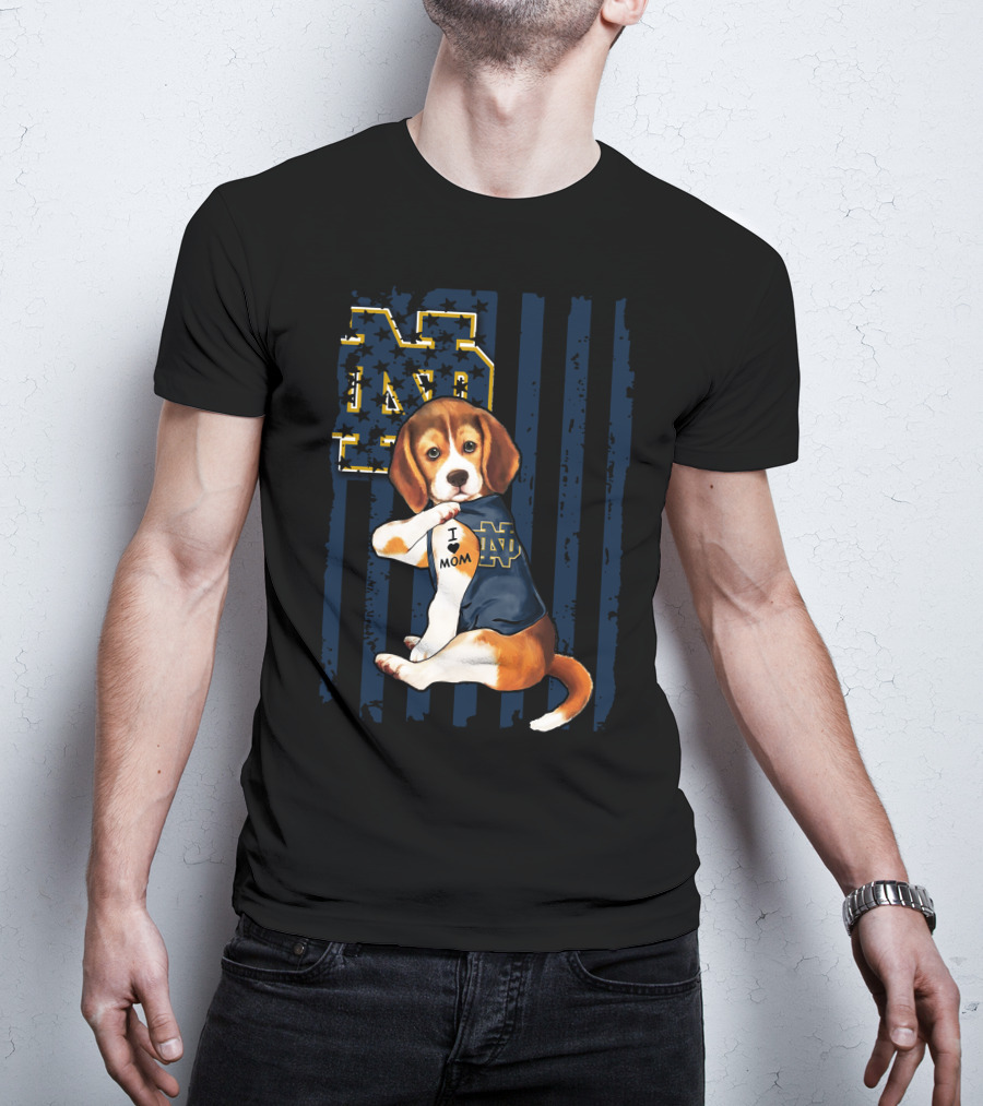 Beagle I Love Mom Notre Dame ND Irish T-Shirt