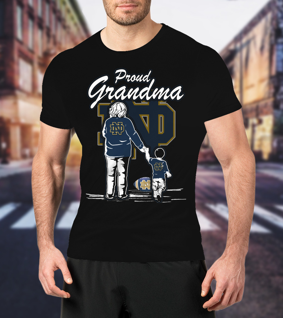 Proud Grandma Notre Dame Fighting Irish Family Football Heritage T-Shirt
