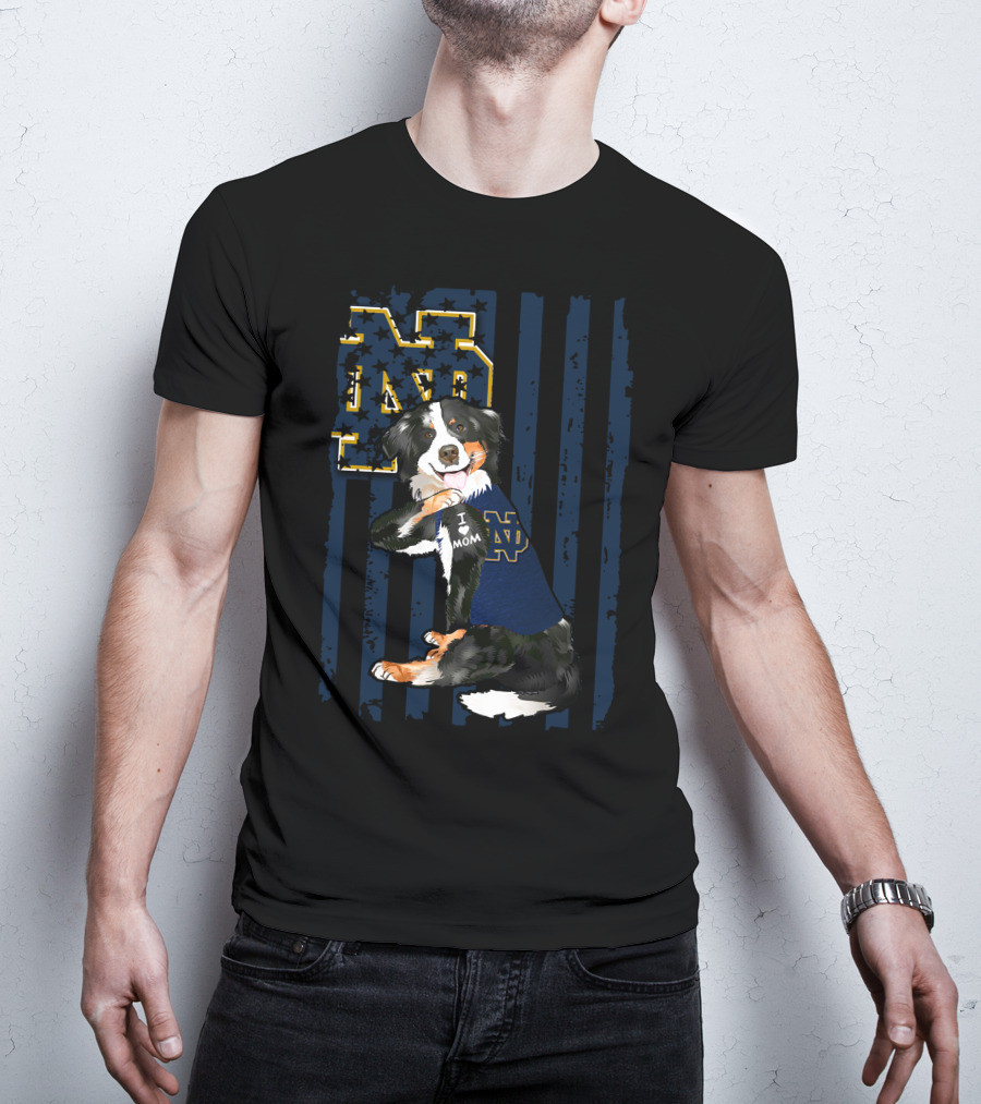 Border Collie Notre Dame Fighting Irish ND I Love Mom T-Shirt