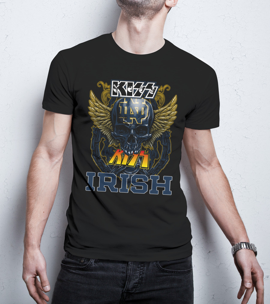 Kiss Notre Dame ND Winged Skull Irish T-Shirt