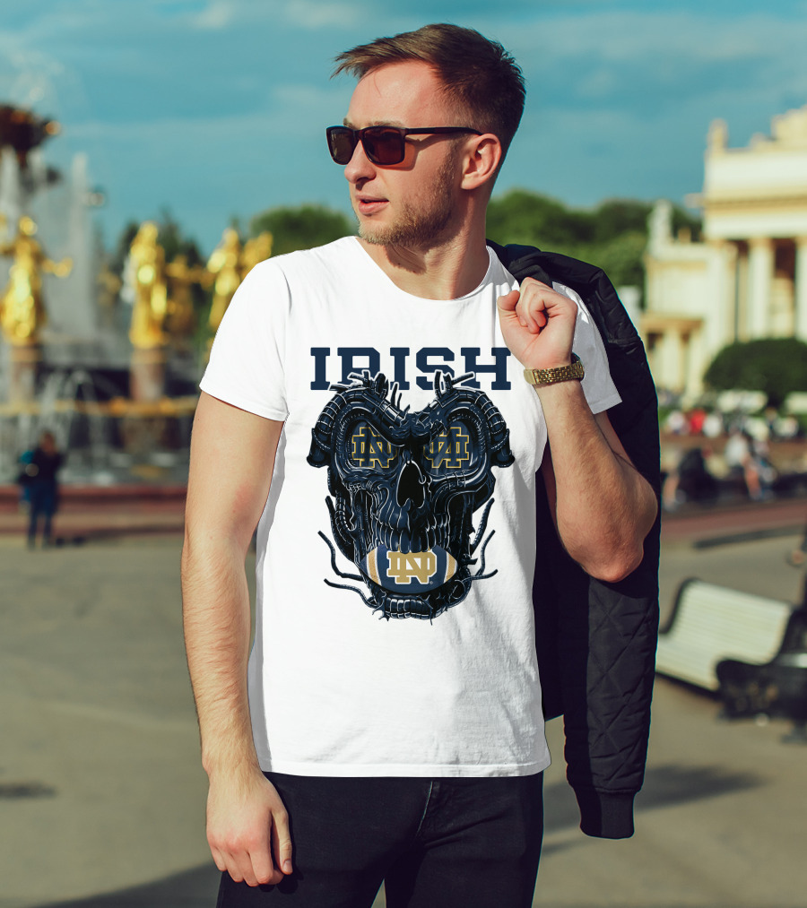 Dragonskull Notre Dame Irish ND Football Skull T-Shirt