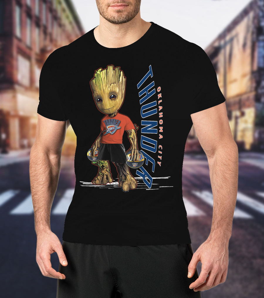 Groot Holding Oklahoma City Thunder Basketballs T-Shirt