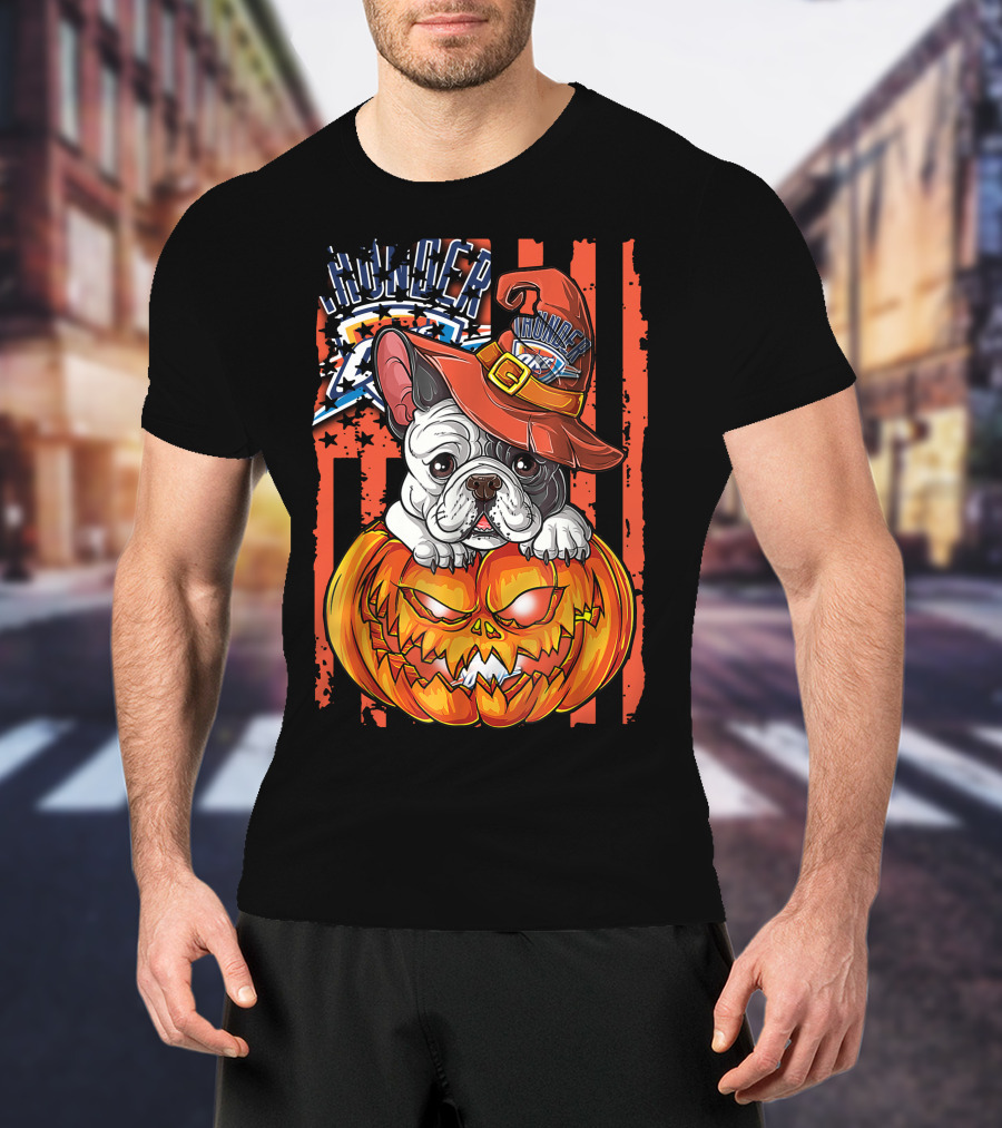 Hlw Bulldog Oklahoma City Thunder Halloween Pumpkin T-Shirt