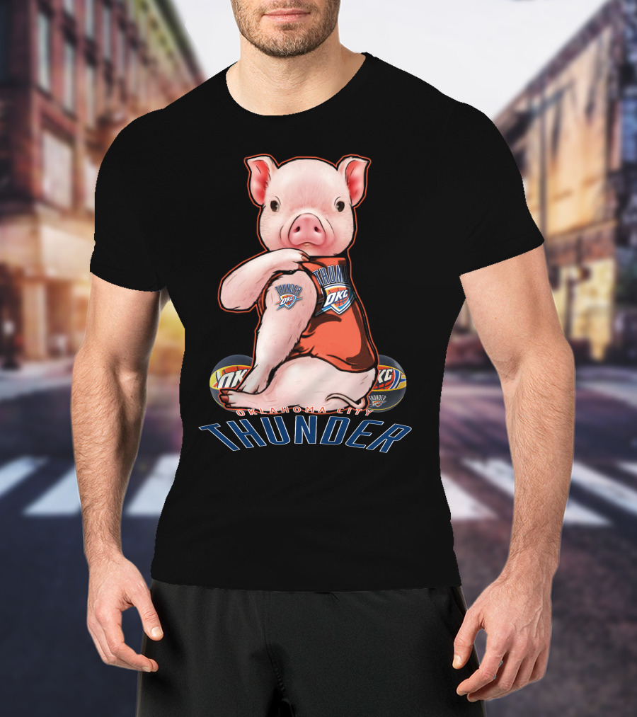 Pig Wearing Oklahoma City Thunder Basketball Jersey T-Shirt