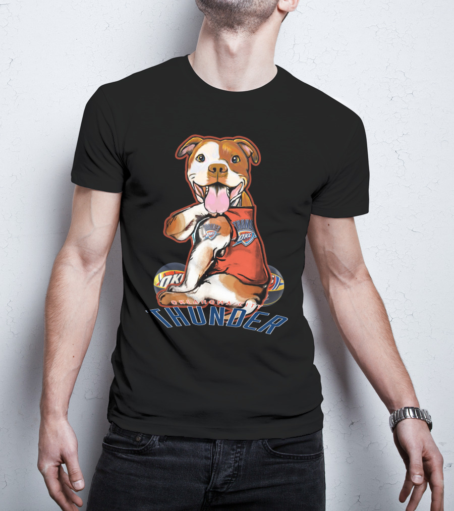 Oklahoma City Thunder Pitbull Dog OKC Basketball T-Shirt