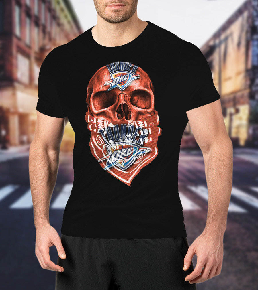 Skull Oklahoma City Thunder Logo Bandana T-Shirt