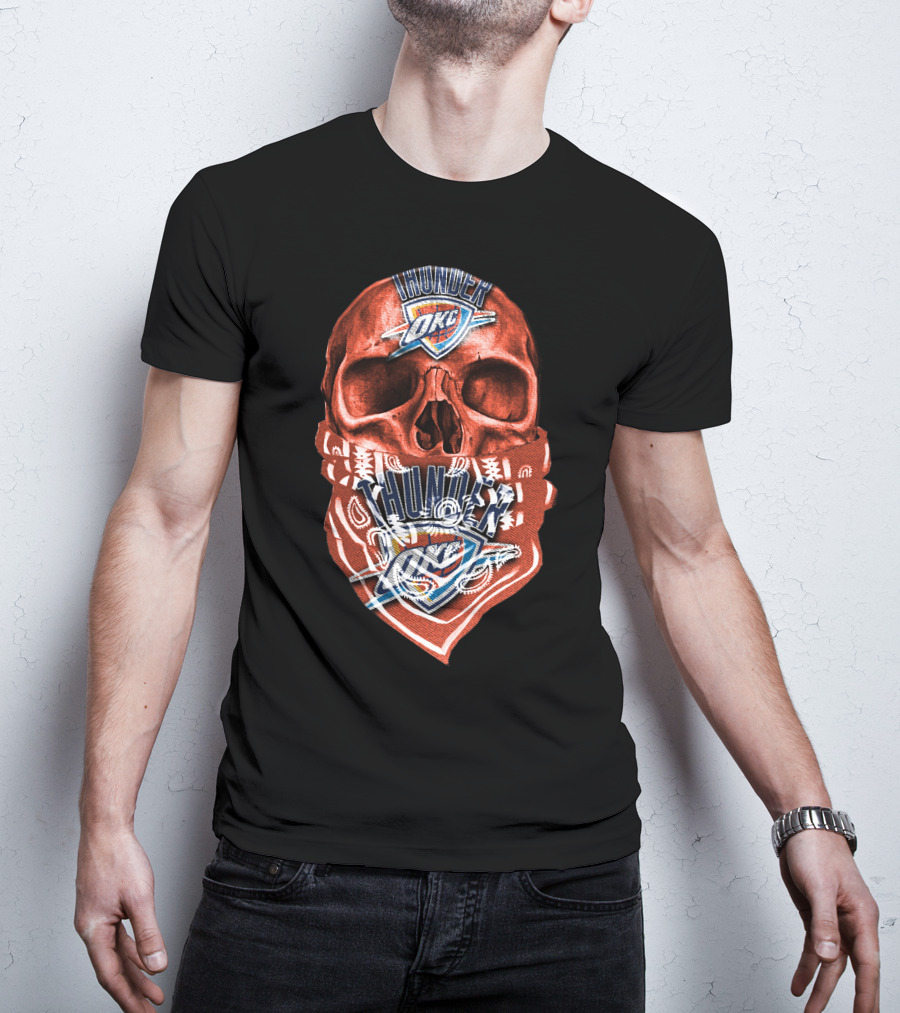 Skull Oklahoma City Thunder Logo Bandana T-Shirt