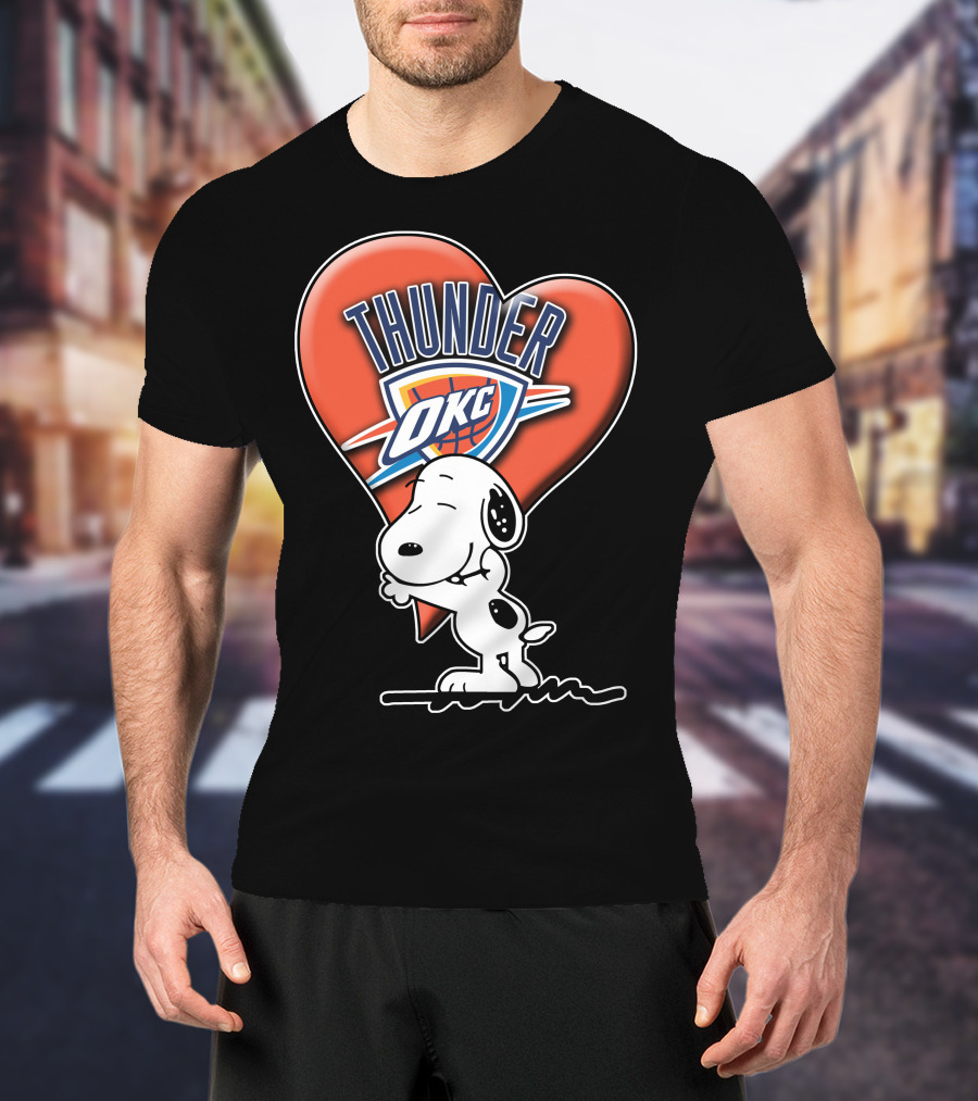 Snp V1 Oklahoma City Thunder Okc Snoopy Heart T-Shirt