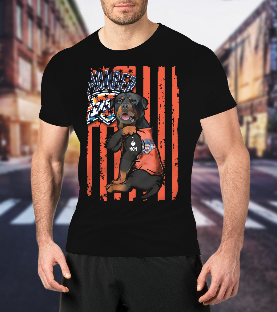 Rottweiler I Love Mom Oklahoma City Thunder Fan T-Shirt