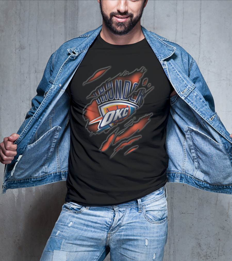 Torn OKC Thunder Logo Ripped T-Shirt