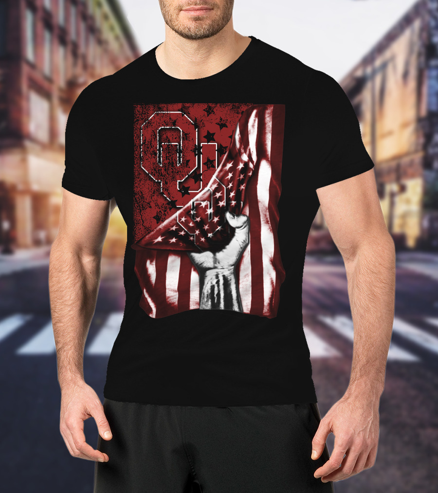 Oklahoma Sooners Flag Stars And Stripes Hand T-Shirt