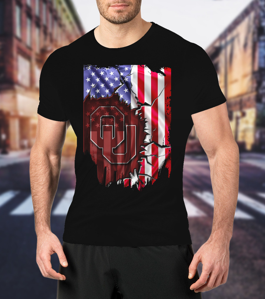 American Flag Oklahoma Sooners OU T-Shirt