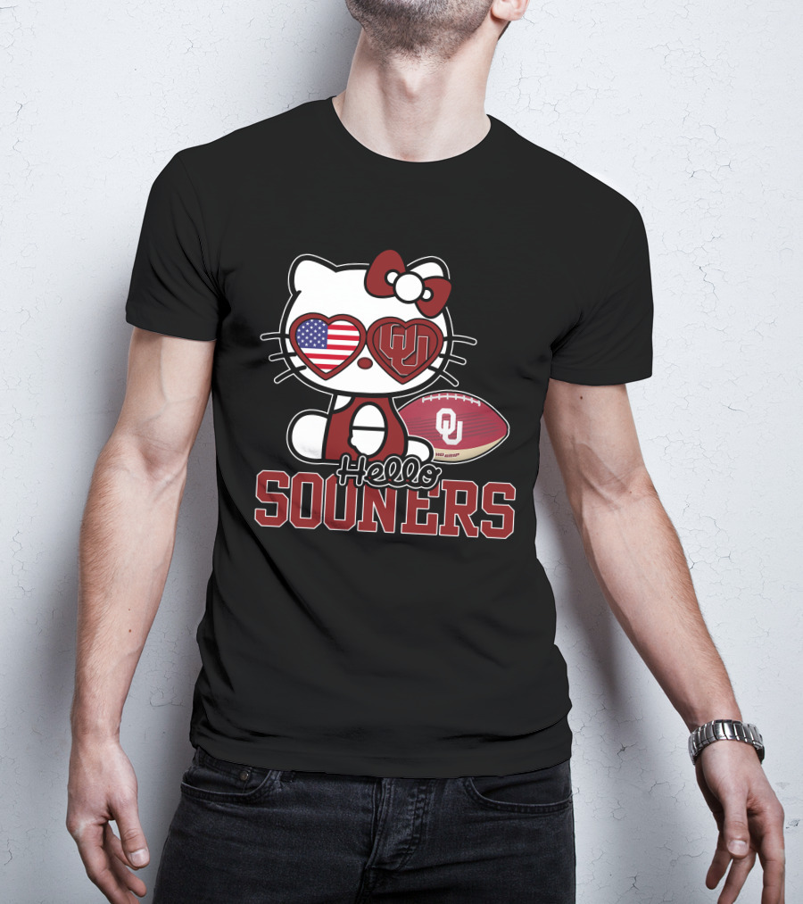 Hello Kitty Oklahoma Sooners Football American Flag T-Shirt