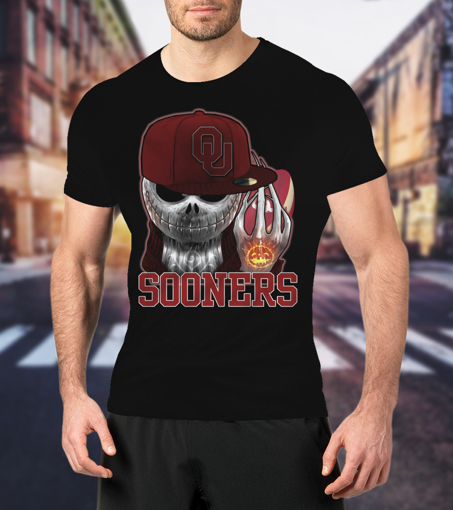 Jackskull Oklahoma Sooners Halloween Skeleton Pumpkin T-Shirt