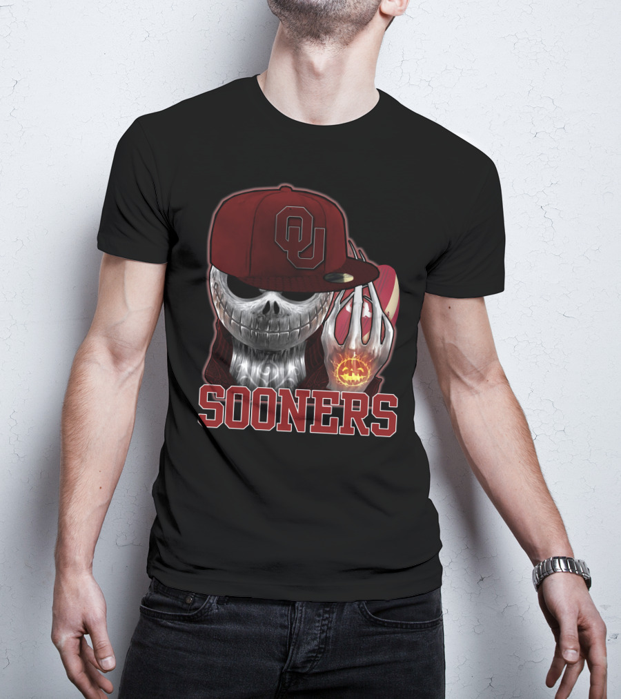 Jackskull Oklahoma Sooners Halloween Skeleton Pumpkin T-Shirt