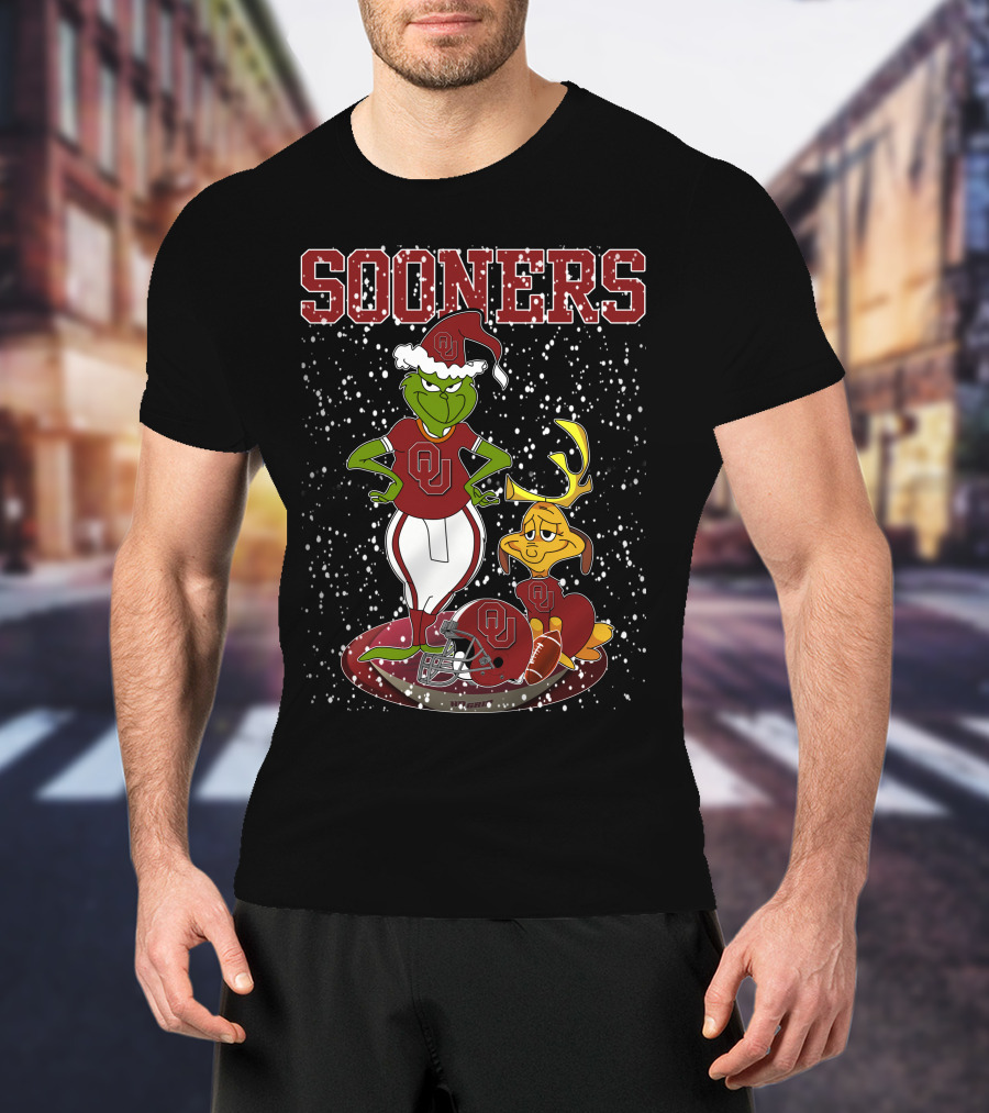 Grinchxmas Oklahoma Sooners Holiday Sweater Santa Max OU Football T-Shirt