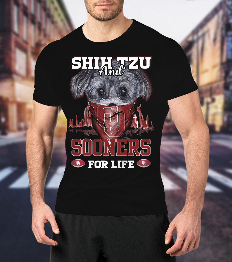 Shih Tzu And Sooners For Life Ou T-Shirt