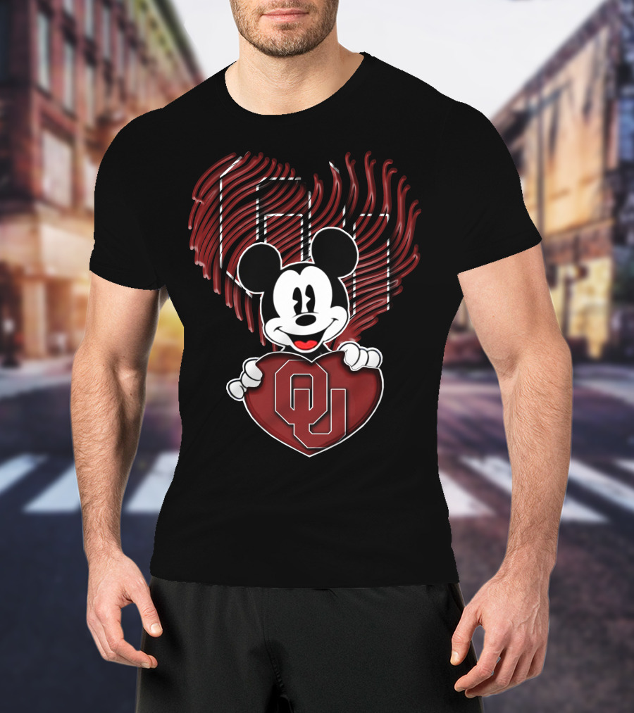 Mick Oklahoma Sooners Heart OU Mickey T-Shirt