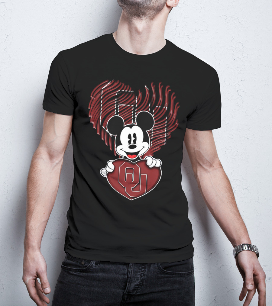 Mick Oklahoma Sooners Heart OU Mickey T-Shirt