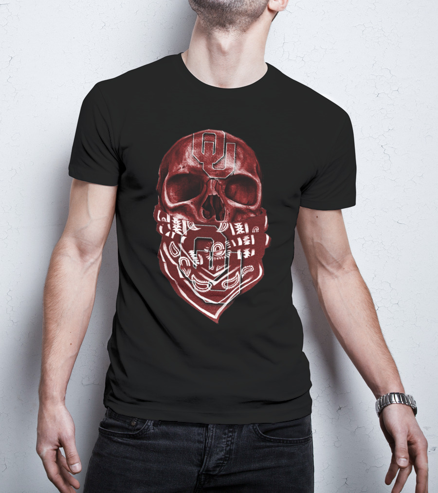 Skull Oklahoma Sooners OU Logo Bandana T-Shirt