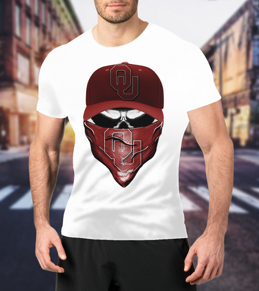 OU Skull Red Cap Bandana Oklahoma Sooners T-Shirt