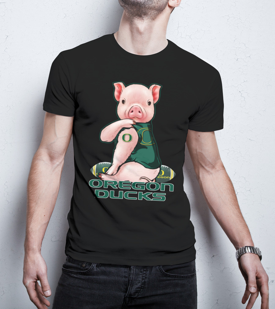 Pig Wearing Oregon Ducks Football Jersey T-Shirt