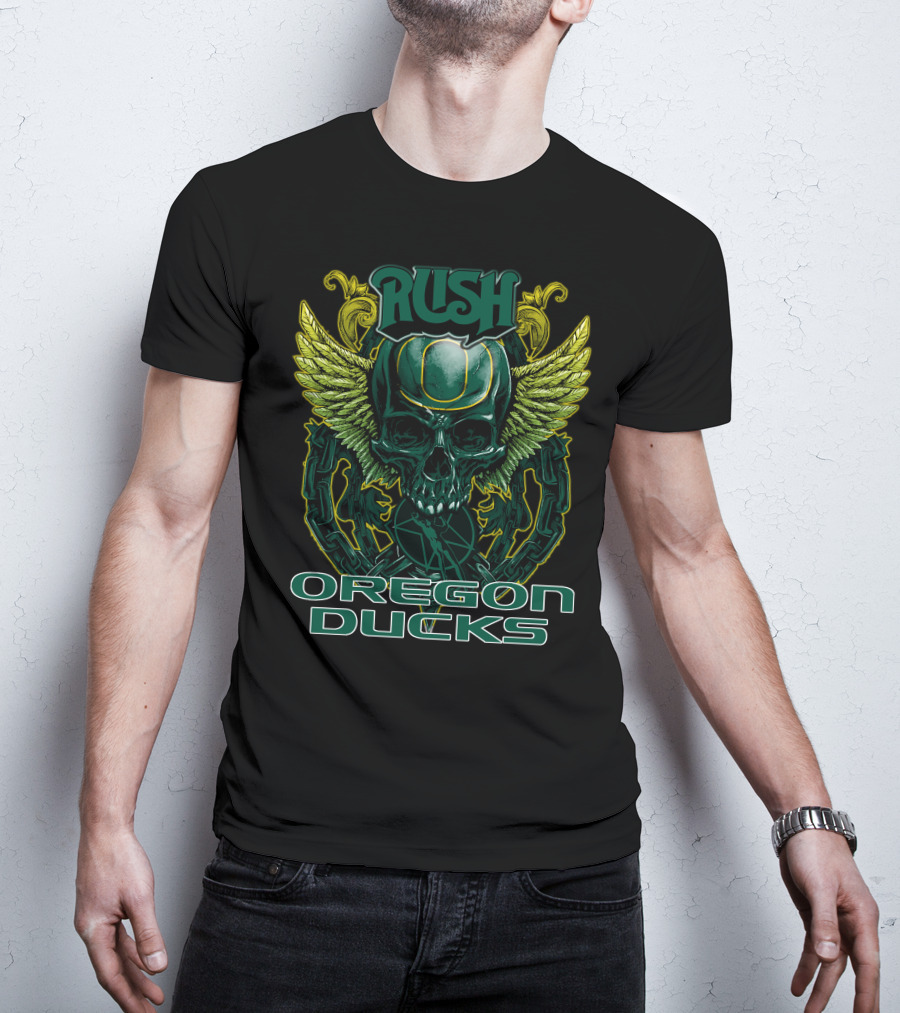 Rush Oregon Ducks Winged Skull Emblem T-Shirt