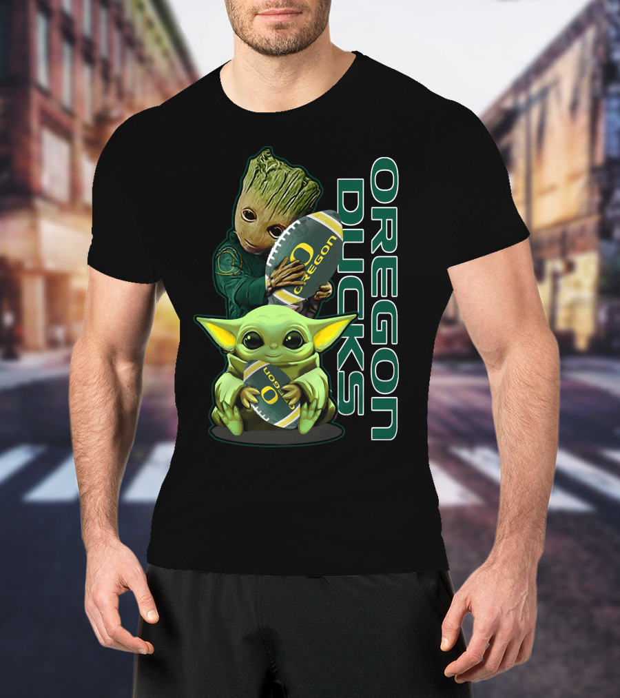Groot Baby Yoda Oregon Ducks Football T-Shirt