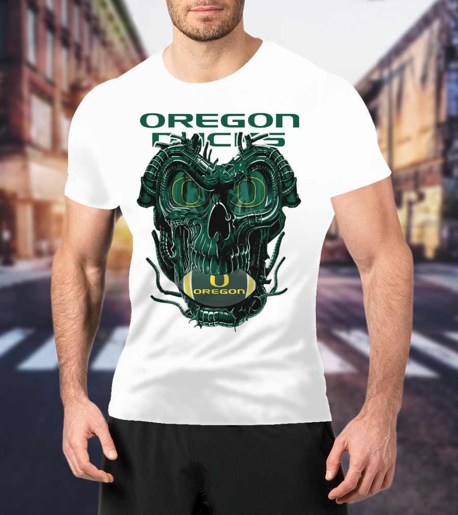Oregon Ducks Dragonskull Football Fusion T-Shirt