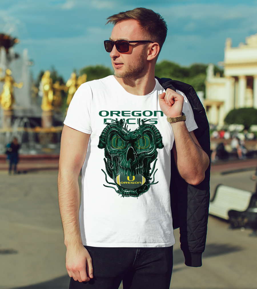 Oregon Ducks Dragonskull Football Fusion T-Shirt