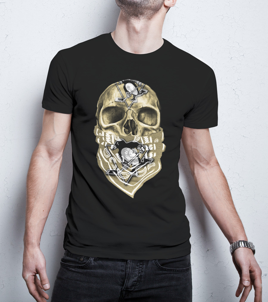 Skull Pittsburgh Penguins Hockey Bandana T-Shirt