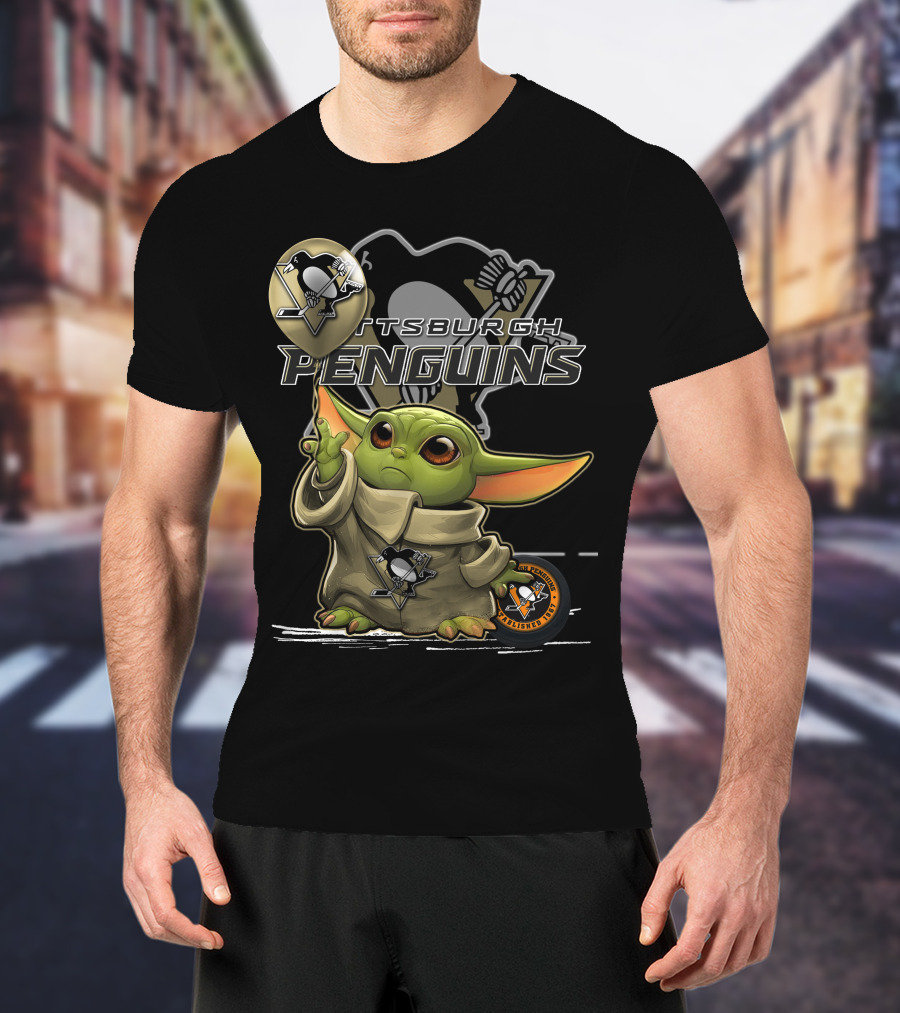Yoda Pittsburgh Penguins Hockey Force Baby Alien T-Shirt