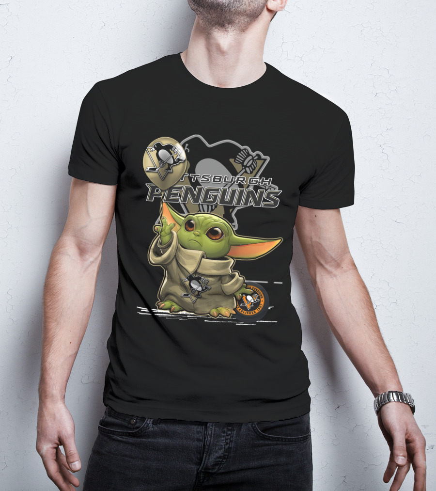 Yoda Pittsburgh Penguins Hockey Force Baby Alien T-Shirt