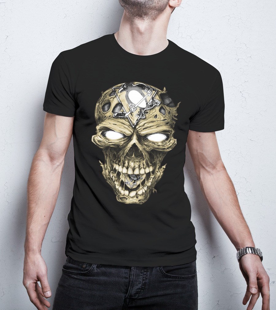 Pittsburgh Penguins Skull With Team T-Shirt