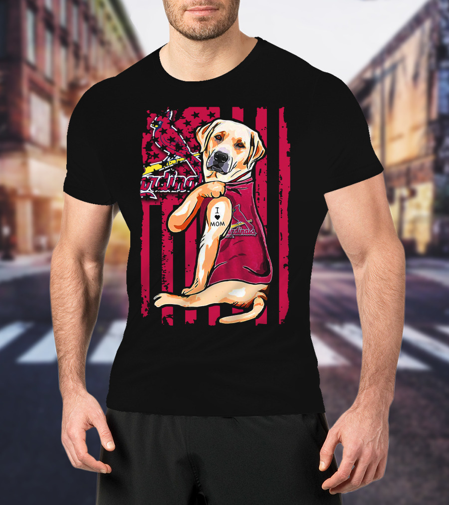 Labrador Retriever I Love Mom St. Louis Cardinals T-Shirt