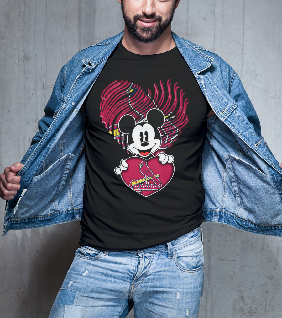 Mickey Mouse St. Louis Cardinals Heart T-Shirt