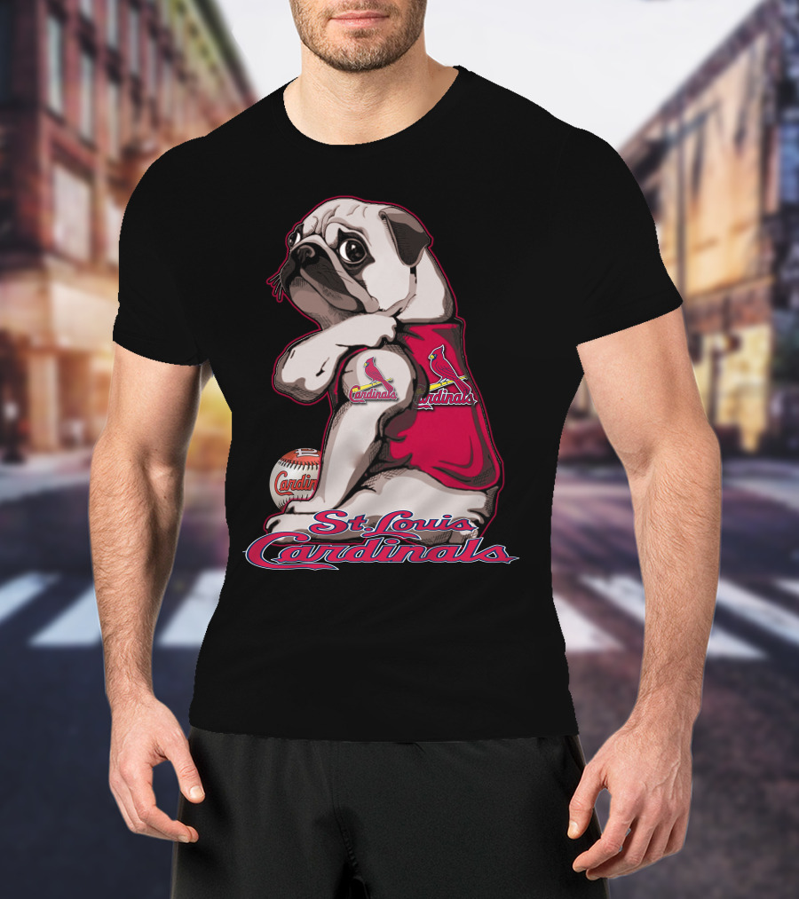 St. Louis Cardinals Pug With Baseball T-Shirt
