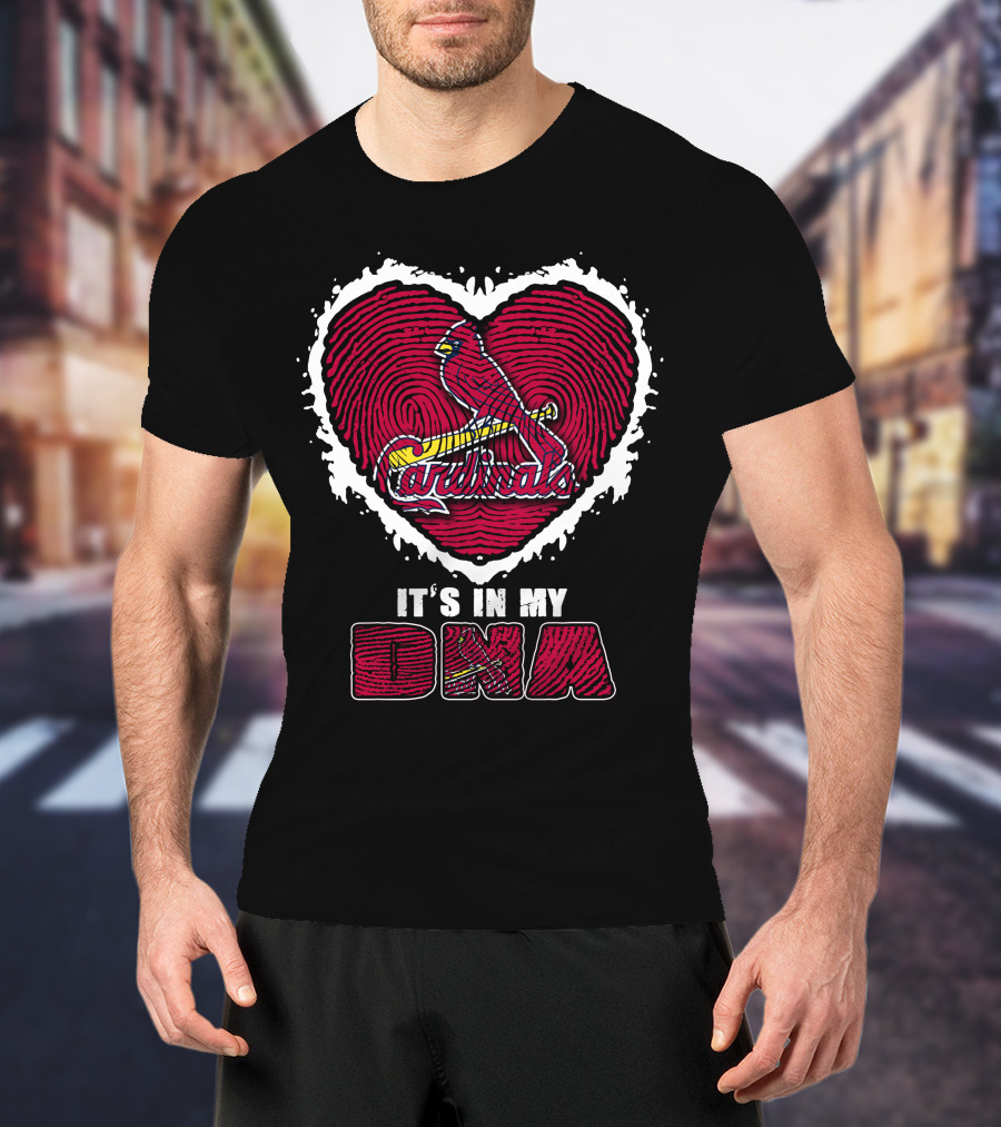 It's In My DNA Cardinals Heart Fingerprint T-Shirt