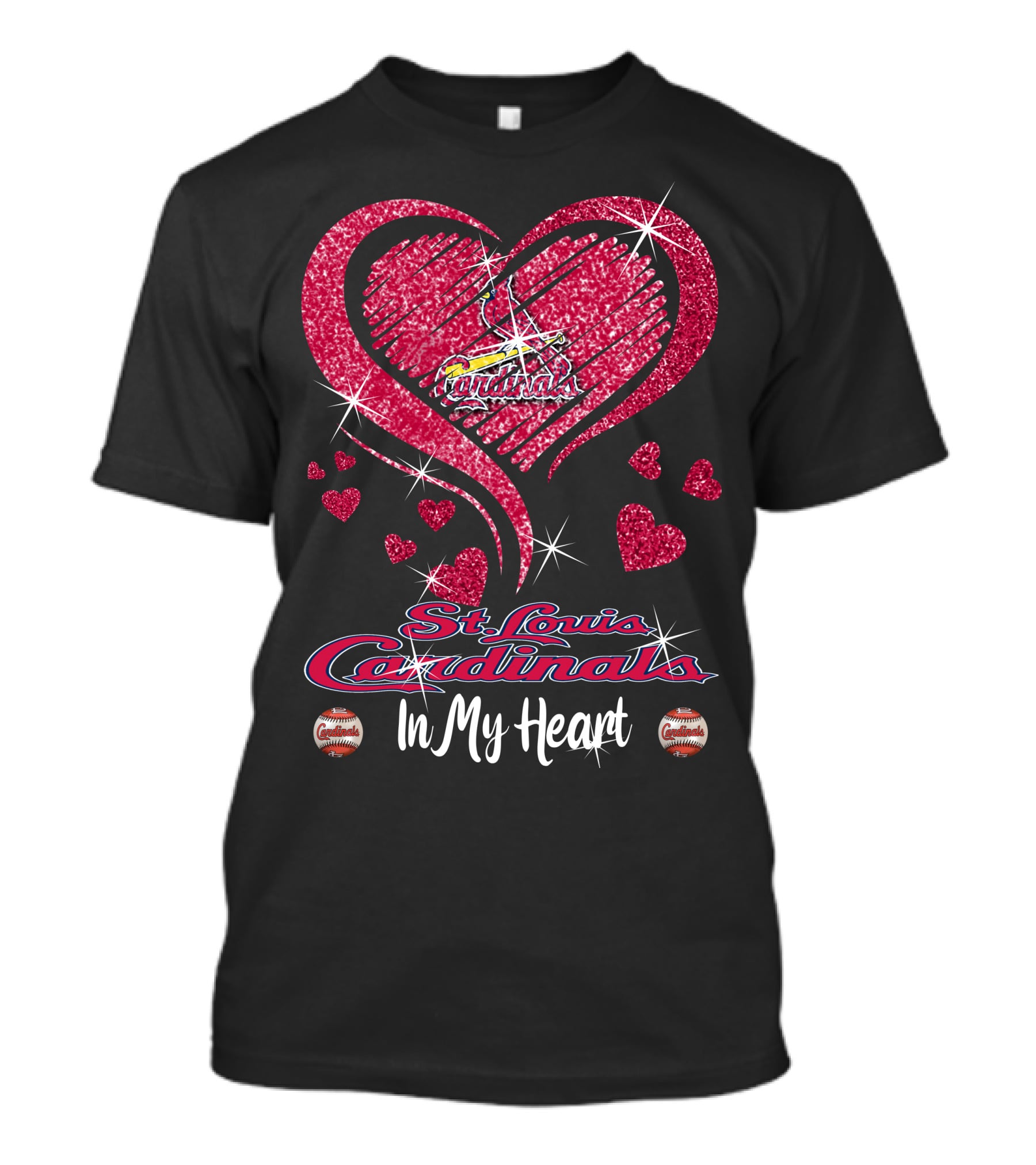 St. Louis Cardinals In My Heart Glitter Heart T-Shirt