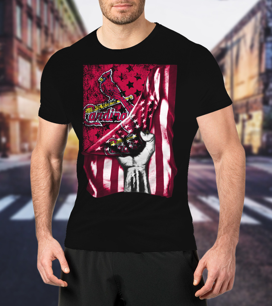 Flag St. Louis Cardinals Stars And Stripes Fist T-Shirt