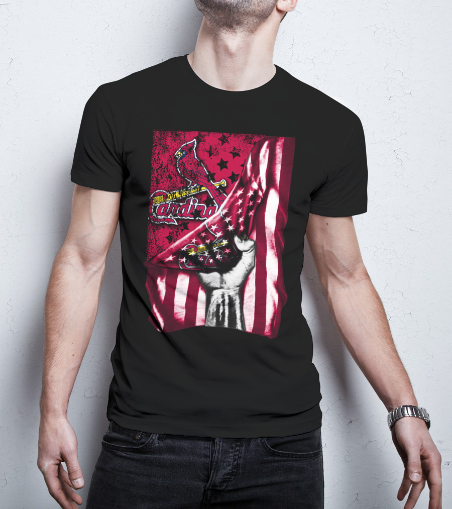 Flag St. Louis Cardinals Stars And Stripes Fist T-Shirt