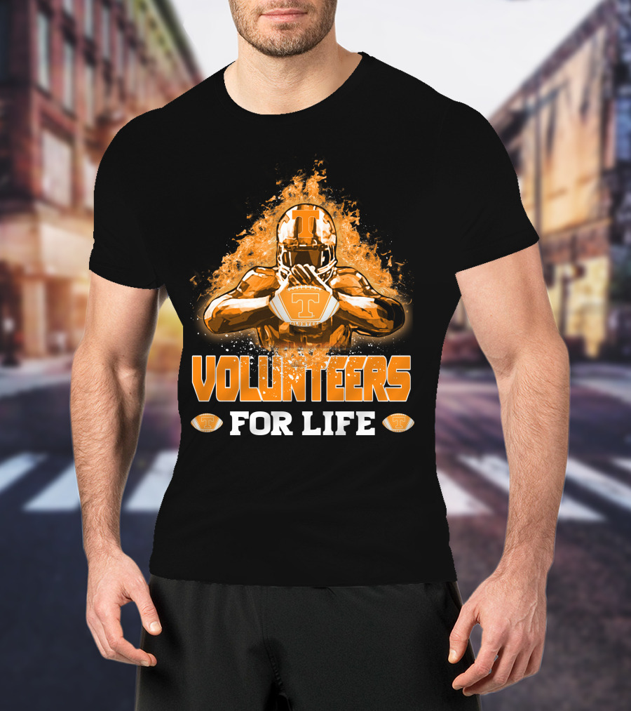 Volunteers For Life Tennessee Football Player Flames T-Shirt