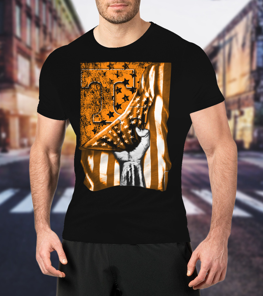 Tennessee Volunteers Flag Grunge Stars Stripes Fist Orange T T-Shirt