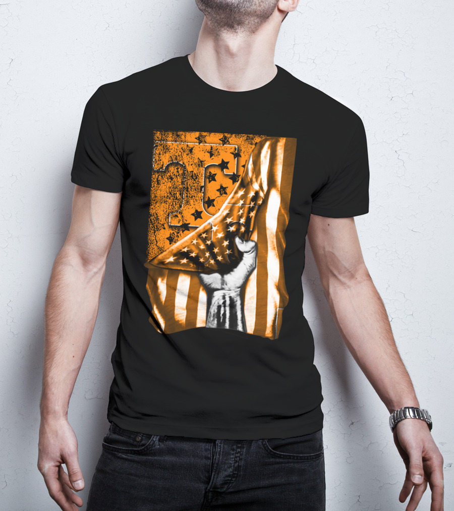 Tennessee Volunteers Flag Grunge Stars Stripes Fist Orange T T-Shirt