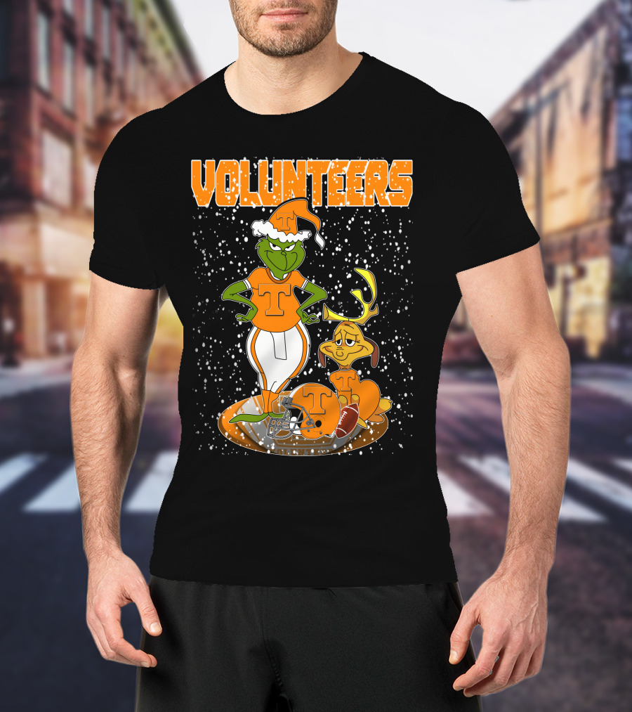 Grinch Tennessee Volunteers Christmas Football T-Shirt