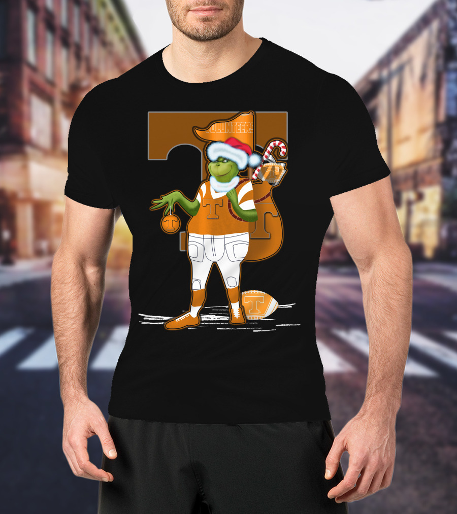 Grinchxmas Tennessee Volunteers Holiday Football Spirit T-Shirt