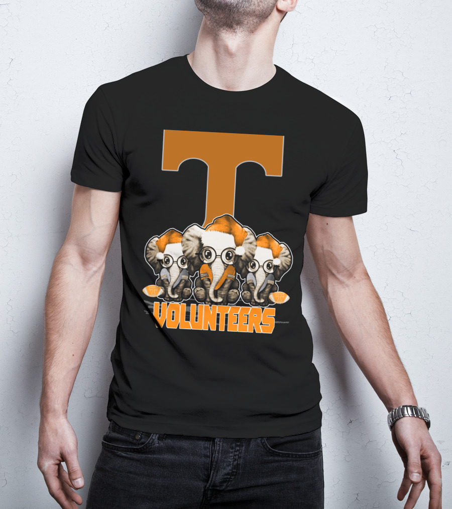 Three Elephants With Santa Hats Tennessee Volunteers T-Shirt
