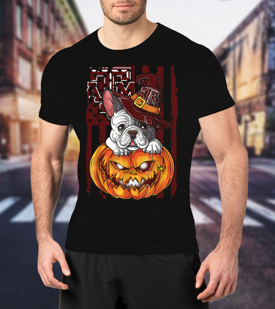 Hlw Bulldog Texas A&M Aggies Halloween Pumpkin Hat T-Shirt